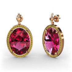 Nada Küpe - Rodolit garnet ve peridot 8 ayar rose altın küpe #yqehrg