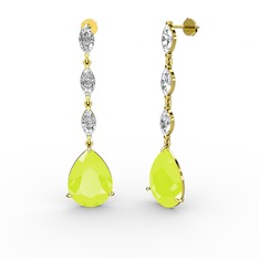 Anais Küpe - Neon sarı akrilik ve swarovski 8 ayar altın küpe #168nn4m