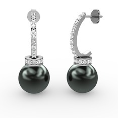 Savina İnci Küpe - Siyah inci ve swarovski 925 ayar gümüş küpe #6t8vgn