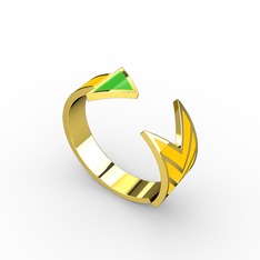 Ok Yüzük - 18 ayar altın yüzük (Neon yeşil mineli) #ysuib2