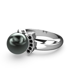 Lina İnci Yüzük - Siyah inci ve siyah zirkon 925 ayar gümüş yüzük #yo85xl