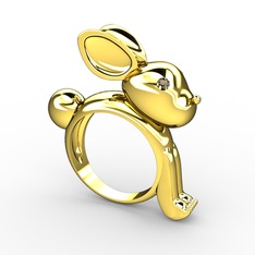 Rex Tavşan Yüzük - Dumanlı kuvars 14 ayar altın yüzük #97zlz2