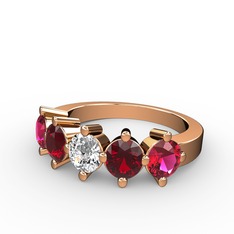 Swarovski, garnet ve rodolit garnet 8 ayar rose altın yüzük