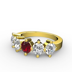 Garnet, swarovski ve beyaz zirkon 8 ayar altın yüzük