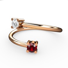 Swarovski ve garnet 14 ayar rose altın yüzük