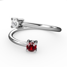 Swarovski ve garnet 14 ayar beyaz altın yüzük