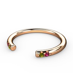 Peridot ve rodolit garnet 18 ayar rose altın yüzük