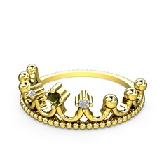 Kraliçe Taç Yüzük - Peridot ve swarovski 8 ayar altın yüzük #11dcfy7
