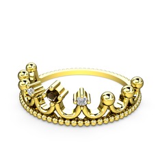 Kraliçe Taç Yüzük - Dumanlı kuvars ve pırlanta 8 ayar altın yüzük (0.03 karat) #163hbpk