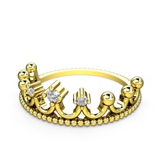 Kraliçe Taç Yüzük - Pırlanta 925 ayar altın kaplama gümüş yüzük (0.066 karat) #1gu5zca