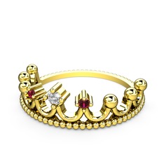 Kraliçe Taç Yüzük - Swarovski ve rodolit garnet 14 ayar altın yüzük #1haid5o