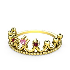Kraliçe Taç Yüzük - Pembe kuvars ve rodolit garnet 14 ayar altın yüzük #1hq8xz5