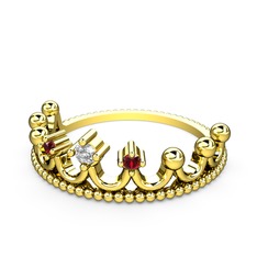 Kraliçe Taç Yüzük - Pırlanta ve garnet 14 ayar altın yüzük (0.036 karat) #r3kcyy