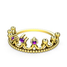 Kraliçe Taç Yüzük - Ametist 925 ayar altın kaplama gümüş yüzük #v0tyjk