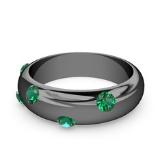 Delmira Alyans - Yeşil kuvars 925 ayar siyah rodyum kaplama gümüş yüzük #1ghu0px
