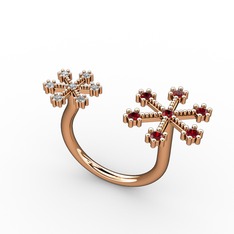 Kar Tanesi Yüzük - Garnet ve swarovski 8 ayar rose altın yüzük #bafxho