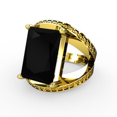 Reyala Yüzük - Siyah zirkon ve sitrin 14 ayar altın yüzük #1c4qdxe