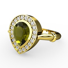 Peridot ve swarovski 18 ayar altın yüzük