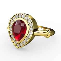 Garnet ve swarovski 925 ayar altın kaplama gümüş yüzük