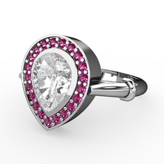 Esinti Yüzük - Swarovski ve rodolit garnet 14 ayar beyaz altın yüzük #1dqpydc