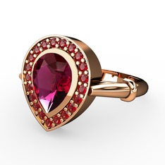 Rodolit garnet ve garnet 14 ayar rose altın yüzük