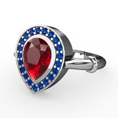 Garnet ve lab safir 925 ayar gümüş yüzük