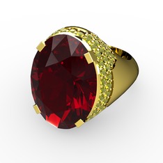 Garnet ve peridot 18 ayar altın yüzük