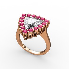 Swarovski ve rodolit garnet 925 ayar rose altın kaplama gümüş yüzük