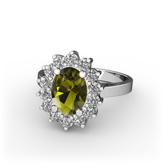 Peridot ve swarovski 925 ayar gümüş yüzük