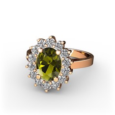 Eda Yüzük - Peridot ve swarovski 14 ayar rose altın yüzük #ld70o5