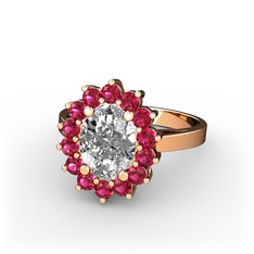 Eda Yüzük - Swarovski ve rodolit garnet 8 ayar rose altın yüzük #t4wv60