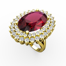 Neşe Yüzük - Rodolit garnet, swarovski ve pırlanta 14 ayar altın yüzük (1.56 karat) #18rqc3u