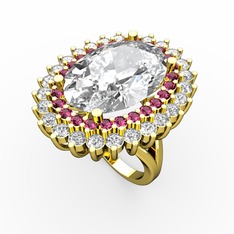 Neşe Yüzük - Swarovski, rodolit garnet ve pırlanta 14 ayar altın yüzük (1.56 karat) #gqyoij