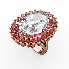 Swarovski, rodolit garnet ve garnet 8 ayar rose altın yüzük