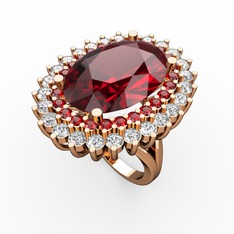 Neşe Yüzük - Garnet ve swarovski 14 ayar rose altın yüzük #yx1k4z