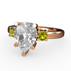 Swarovski ve peridot 18 ayar rose altın yüzük