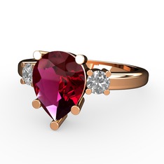 Tria Yüzük - Rodolit garnet ve swarovski 18 ayar rose altın yüzük #vparpw