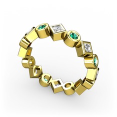 Vanora Tamtur Yüzük - Pırlanta ve yeşil kuvars 925 ayar altın kaplama gümüş yüzük (1.05 karat) #1t66b7e
