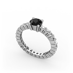 Ranita Tamtur Yüzük - Siyah zirkon ve beyaz zirkon 925 ayar gümüş yüzük #1mfhbwa