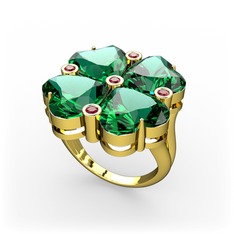 Lucky Yonca Yüzük - Yeşil kuvars ve garnet 925 ayar altın kaplama gümüş yüzük #1bll1o6
