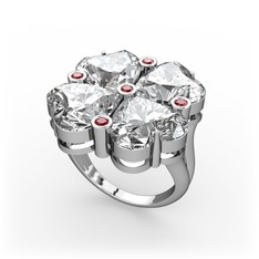 Lucky Yonca Yüzük - Swarovski ve garnet 925 ayar gümüş yüzük #1de8py9