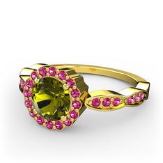 Blume Yüzük - Peridot ve rodolit garnet 18 ayar altın yüzük #2v20tb