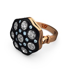 Glory Elmas Yüzük - Swarovski ve akuamarin 14 ayar rose altın yüzük #1l4jh6m