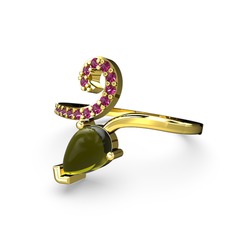 Rodolit garnet ve peridot 14 ayar altın yüzük