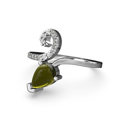 Sarmaşık Damla Yüzük - Swarovski ve peridot 925 ayar gümüş yüzük #suh2to