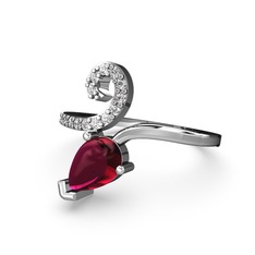 Sarmaşık Damla Yüzük - Swarovski ve rodolit garnet 925 ayar gümüş yüzük #ww473p