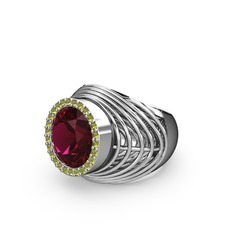 Rodolit garnet ve peridot 925 ayar gümüş yüzük