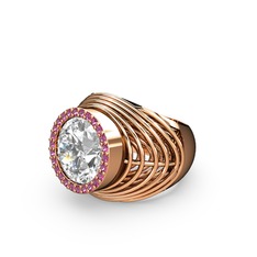 Mai Tel Yüzük - Swarovski ve rodolit garnet 14 ayar rose altın yüzük #k960ca