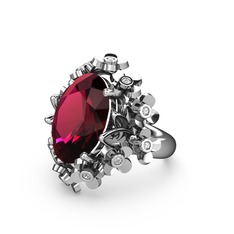 Rodolit garnet ve swarovski 925 ayar gümüş yüzük