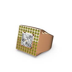 Swarovski ve peridot 8 ayar rose altın yüzük